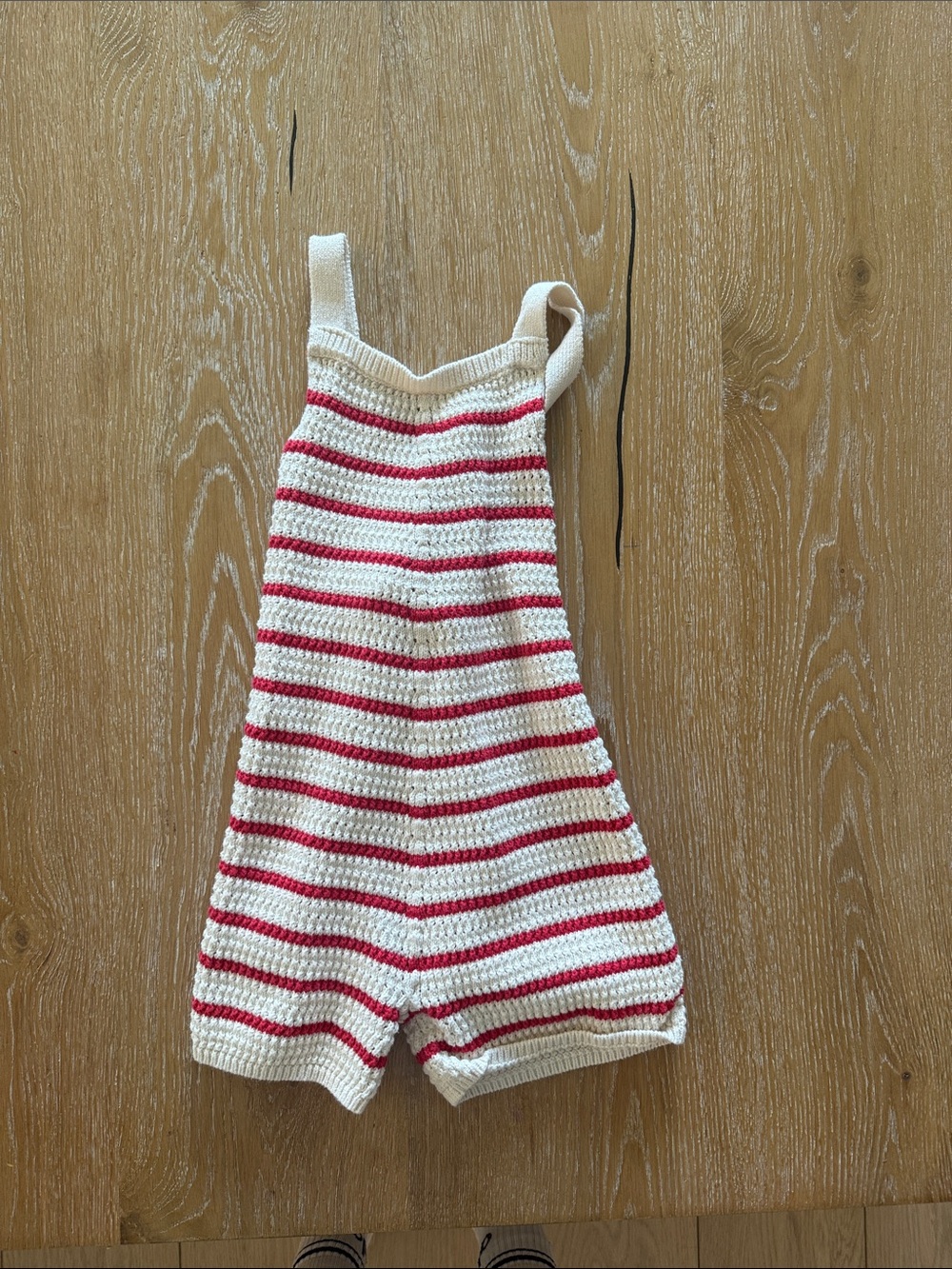 Zara Cream and Red Striped Knit Romper